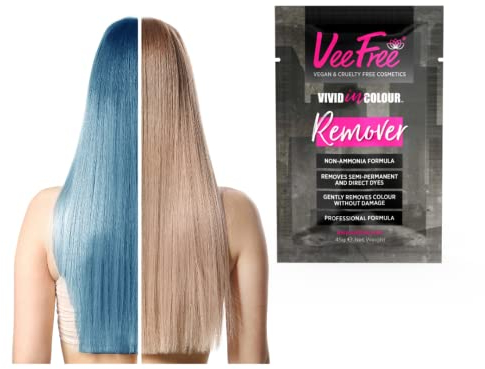 Veefree Hair Colour Remover Removes Unwanted Semi-Permanent & Permanent Colours, Creates A Lighter Base Shade For Colourists to Recolour. Does Not Restore Natural Colour-Salon Professional