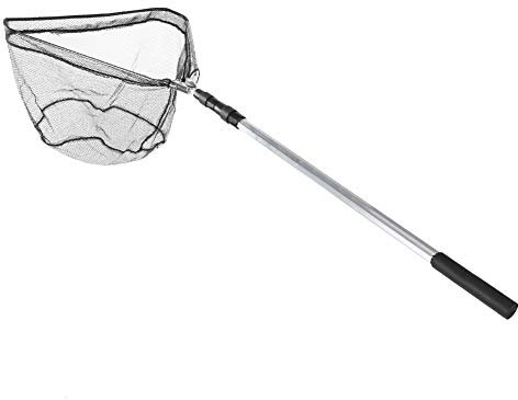 Épuisette de Pêche Pliable,210cm Long Manche Téléscopique,Poteau en Alliage d'Aluminium 3 Section/Filet Nylon Triangulaire,Extensible de 28.5 à 82.7 Pouces,pour Carpe Truite Bassin Poisson