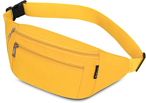 Bumbags Waist Fanny Packs for Men Women Fashion Bum Bag with Adjustable Belt for Sport Running Hiking Jogging Travel Cycling Walking Dog Boys Ladies (Yellow)
