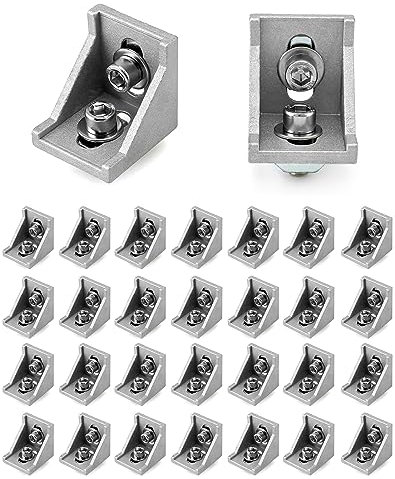 QWORK 30stk Befestigungsmaterial Winkel Befestigung , Aluprofil 40x40 Nut 8 Aluminium Aluprofil,für Aluprofil Winkel Wandhalter Montagematerial