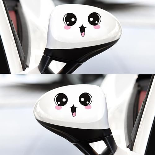 Funny Stickers Retroviseur, 2 Pièces Autocollants Voiture Extérieur Humour Sticker Voitures Mignon Smiley Autocollant de Voitures pour Autocollant de Décoration de Voiture (Style1)