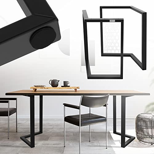 ML-Design Set 2x Base de Mesa en V 44 x 72 cm Soporte Angular Negro Mate de Metal Acero Recubierto de Polvo Bastidor para Escritorio Pata para Consola Sostén para Tablero Pie Armazón Diseño Industrial