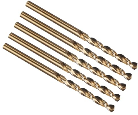 PATIKIL 3.3mm Drill Bit, M42 8% Cobalt High-Speed Steel Jobber Straight Shank 135° Gold Finish for Hard Metal High-temperature Titanium Alloy - 5 Pack