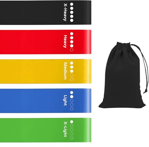 5 Pcs Bande Elastique Musculation, Elastique Sport Fitness Musculations, Elastiques Resistance Bands avec 5 Niveaux de Force, Bande de Resistance Musculation Maison Yoga Pilates Accessoires