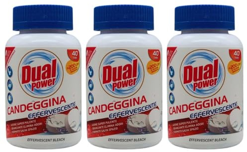 Candeggina Effervescente Multiuso, Azione Super Pulente, Sbiancante Elimina Odori, Formato Salva Spazio 40 Tabs con Tappo di Sicurezza (3 Unità)