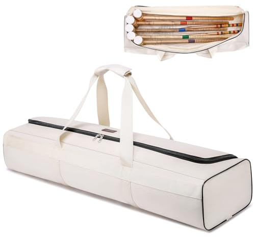 Valveric Croquet Set Carry Bag for Storage, 32 Travel Sports Duffel, Croquet Mallet Holder & Goal Ball Bat Organiser for 6 Player Set, Portable Croquet Stick Tote (Bag Only)