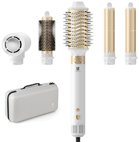Airstyler 6 en 1, Sèche Cheveux avec Brosse Soufflante, Fer à Friser Auto, Lisseur Air, Brosse Cheveux Bouclés, pour un coiffage polyvalent, 200M Ionique Négatif Nourrit les cheveux