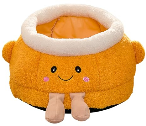 Mppchhn Lit Caverne pour Chat | Accessoires Chien Doux Mignon Chaud Orange en Forme | Lit d'hiver pour Chat | pour Intérieur Extérieur Hiver Voiture Camping Bureau Chevet Fenêtre Chaise Canapé Pièce