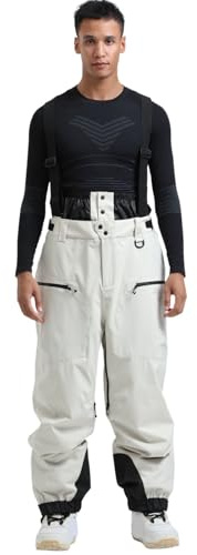 Generisch Pantalones de esquí forrados para hombre con tirantes, pantalones de nieve, impermeables, pantalones de snowboard, pantalones de invierno cálidos para exteriores, pantalones de esquí con