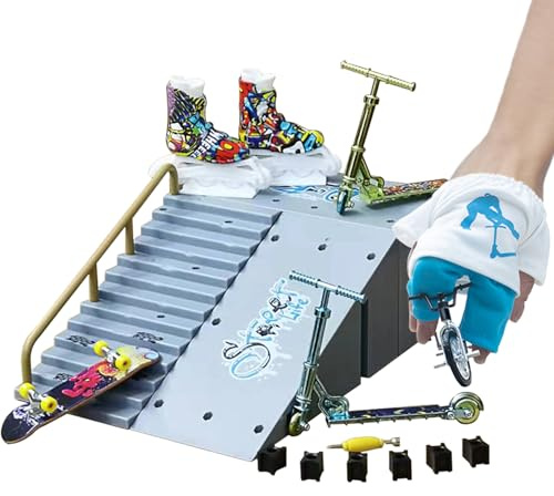 Kit Skate Park Fingerboard – 16x16x8,5cm Set De Rampas Finger Skateboard | Mini Rampas Finger Skateboard, Kit DIY Parque Último Con 11 Piezas | Entrenamiento Y Regalo De Cumpleaños Para Y Adolescentes