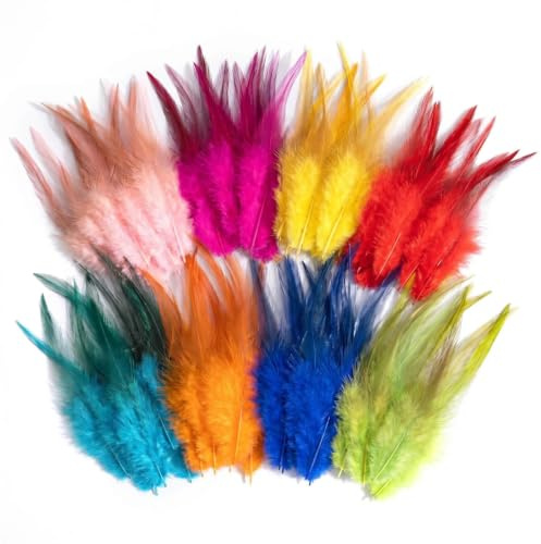 200 Pcs Colorful Craft Feathers Bulk, 8 Colors Mixed Assorted Natural Feathers for DIY Projects, Dream Catcher, Mask, Hat, Wedding, Carnival Decorations, Arts & Crafts Supplies (3.9-5.9 inches)