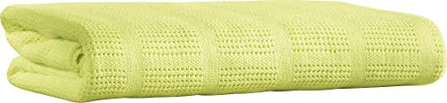 Erwin Müller Sommerdecke, leichte Baumwolldecke, Häkeldecke Trient lindgrün Größe 150x200 cm - luftig leicht, weiche Qualität, pflegeleicht