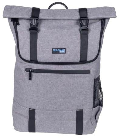 DONAU TRAVEL London Laptopryggsäck Vattentät/Notebook 15,6 tum / 18 l/Grå/Uni Dagsryggsäck för Dam & Herr/Elegant Reseryggsäck Dagsryggsäck för Resor, Cykling, Skola