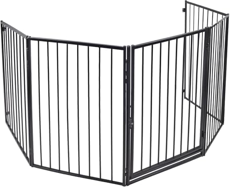 HENGMEI Rejilla de protección para chimenea para niños, plegable, parque para puerta, rejilla de protección para el horno para niños