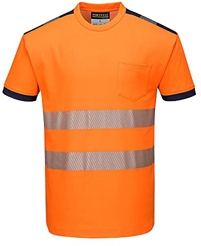 Portwest PW3 Hi-Vis T-Shirt S/S, Size: M, Colour: Orange/Navy, T181ONRM