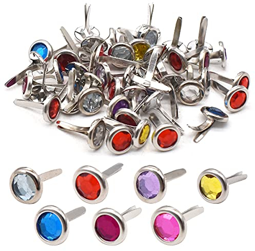 RoadLoo Mini Brads, 200 Stück Musterklammern Mischfarbe Brads Rund Metall Papier Handwerk Befestigungen Papierverschlüsse Rundkopf für Cardmaking Scrapbooking Papier Basteln DIY Kunsthandwerk Deko