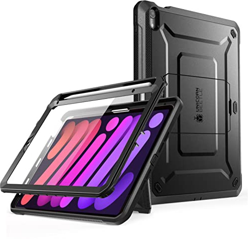 SUPCASE für iPad Mini 7 Hülle A17 Pro 2024 Bumper Case 360 Grad Schutzhülle [UBPro] Unterstützt Apple Pencil Aufladen mit Displayschutz & Stifthalter & Ständer für iPad Mini 7th/6th 8.3'' (Schwarz)
