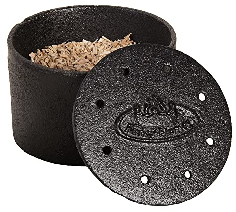 Esschert Design Räucherbox BBQ Gusseisen Braun Grill Räucherdose Smoker mit Holzschnipsel