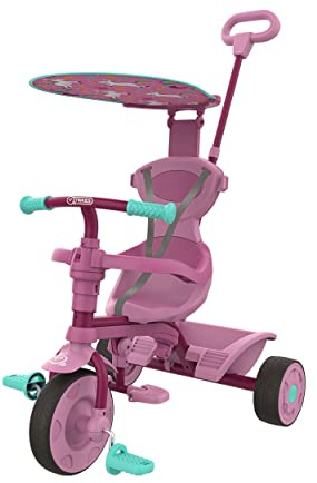 TP Toys Trike 4 in 1, Einhorn-Traum Edition: Das ultimative Fahrzeug für Kleinkinder von 10 bis 36 Monaten, UV-Schutz, sicher & elegant, Dreirad für Babys und Kleinkinder, belastbar bis 50 kg.