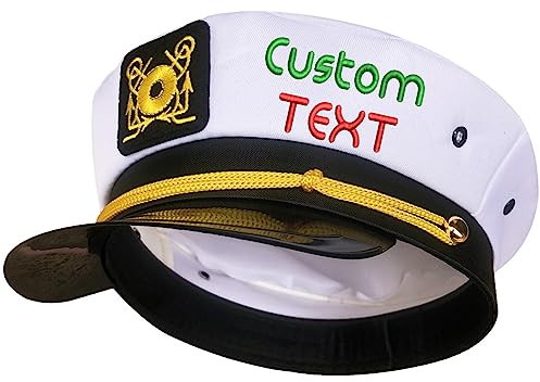 Custom Your Owns Name Captain hat,Adult Sailor hat,Navy hugh hefner Adjustable boat cap Costume Accessory Party For Men Women