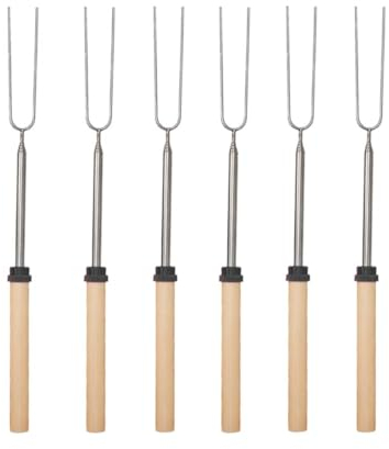 DDKY 6 Stücke 31-81CM grillspieße Lagerfeuer,marshmallow spieße Lagerfeuer,stockbrot spieße,Lagerfeuerspieße, Grillstab, Grillbesteck Set für Camping Grill
