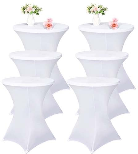 Vnituasr 6er-Set Cocktail Tischhussen, Stehtisch Husse für Bistrotisch Ø 60-65 cm, Weiße Stretch-Tischdecke für Party, Ausstellung und Stehtische(60×110cm,Weiß)