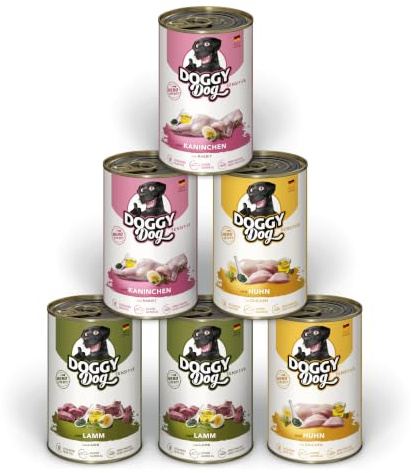 Doggy Dog Paté Mix Sensitive, 6 x 400 g, Nourriture Humide pour Chien, dans Un Paquet d'essai, sans céréales, avec Huile de Saumon et Moule à lèvres Vertes, particulièrement Bien toléré, fabriqué en