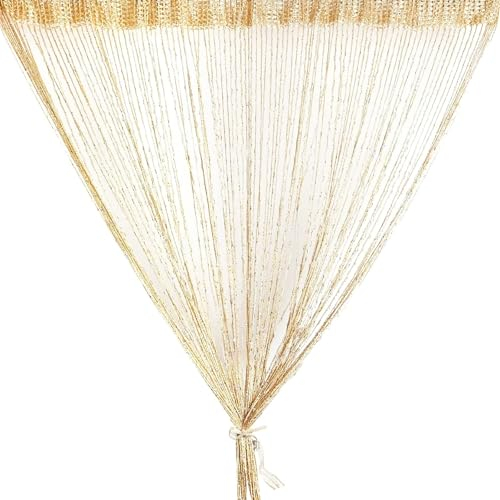 AHEJIOO 2 Stücke Fadenvorhang, 100 X 200cm Türvorhang, Fadenvorhang Insektenschutz, Perlenvorhang, Perlenvorhang Türvorhang Insektenschutz, Fliegenvorhang, Champagne