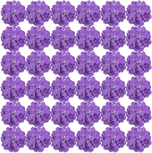 FagusHome 35 st huvuden hortensia blomma 18 cm konstgjorda blommor med stjälkar falska hortensior blommor för dekoration (lila)