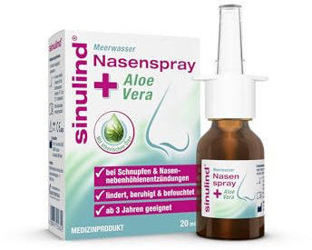 sinulind Meerwasser Nasenspray + Aloe Vera | 20 ml | Isotone Meersalzlösung bei Schnupfen und Nasennebenhöhlenentzündung