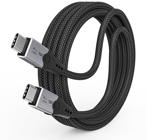 HOTUTUKI 80 Gbps Thunderbolt 5 long 2M Compatible cavo usb type-c with up to 120 Gbps Bandwidth Amplification Supporta 240W,Video 16K@144Hz 8K@60Hz, per Thunderbolt 4,USB 4,Laptop