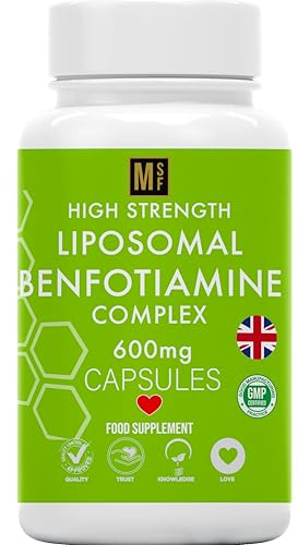 Benfotiamine and Thiamine B1 | High Strength 600mg | 1-A-Day, 4 Month Supply | 120 Vegan Capsules | Fat Soluble for Heart & Kidney | Eye & Nerve Repair, Liposomal Max Absorbtion Formula, All Natural