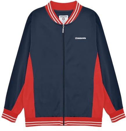 Lambretta Mens Vintage Track Bomber Jacket - Navy/Red/White - L