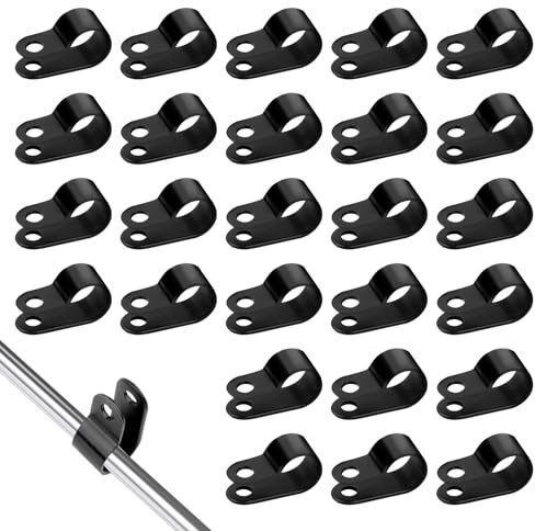 100 pcs R Type Cable Clips, 3/8 Nylon P Clips, Black Cable Cleats | Wire Clamp for Electrical Wire Conduit Cables Management