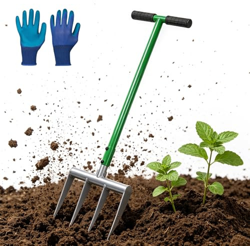 CPROSP Larghezza di lavoro 4 Dentis 107cm Forca da Giardino con Manico a T, Smontabile