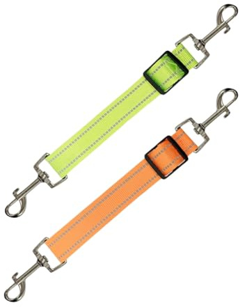 HUVZOR 2pcs laisses courtes pour chien - fermoir réglable à double extrémité, connecteur doux pour harnais de chien de petite taille, collier pour la marche, la course, le, vert/orange
