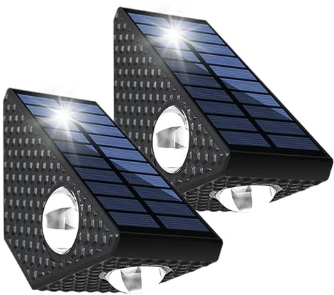 Genérico Luces de Pared con Energía Solar,2 Piezas Aplique De Pared Para Exterior | Luces De Valla Solares,Para Exterior De Casa, Jardín, Patio, Porche Delantero, Patio Trasero Y Cerca