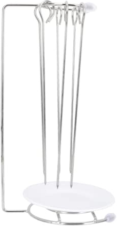 Abaodam Supporto per Spiedini Bbq in Acciaio Inossidabile Porta Arrosticini Appendiabiti Resistente e Antiruggine per Barbecue Esterno e Uso Domestico Include Spiedini in Acciaio