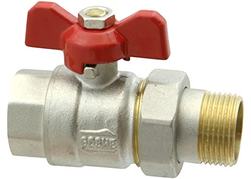 GOSHE Premium-Kugelhahn mit Schraubanschluss, Messing, 1/2-Gewinde, Wasser- und Heizungsinstallation, dicht schließend, Stahlgriff mit PVC-Beschichtung, Innen-/Außengewinde, einfache Installation