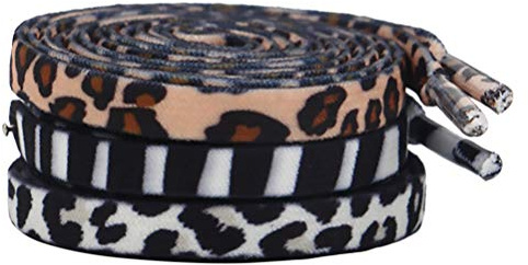 VALICLUD Lacets Élastiques Plats Imprimé Animal 3 Paires Pour Chaussures Décontractées Et Baskets Accessoires De Mode Personnalisés