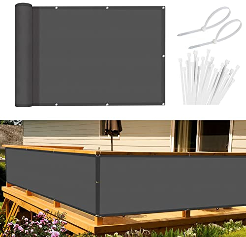 Sunnylaxx Balkon Sichtschutz 100x300cm, Anthrazit Balkonverkleidung Balkonabdeckung Balkonbespannung Blickdichte Windschutz und UV-Schutz mit Kabelbinder