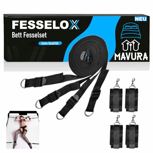 FESSELOX Fesseln Set Bondage Hand Fuß Fessel Bett Fesselset, MAVURA, Handfesseln Handschellen Fußfesseln BDSM