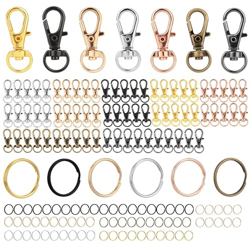 Belle Vous 140 Ganci a Moschettone e Anelli per Portachiavi - Moschettoni Piccoli con Chiusura a Scatto - per Borse Gioielli e Porta Chiavi - per Artigianato Fai-da-Te