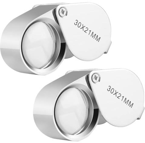 EPRVAUY 2 PCS Lente d'ingrandimento per gioielli, lente d'ingrandimento portatile per gioielli e monete
