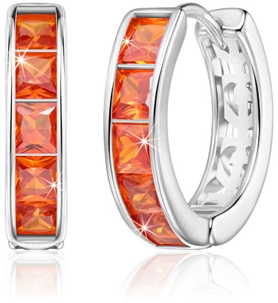 Linawe Creolen Ohrringe Damen Silber, Helix Piercings Schmuck Piercing Ohr, Orange Ohrstecker Damenohrringe, Conch Piercing Ohrhänger Jewelry, Hypoallergene Nickelfreie Ohringe