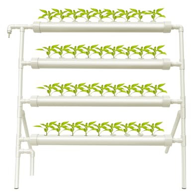 buedmsk Hydroponische Anzuchtsysteme Weiß, Hydroponic Indoor Growing System Kit mit 36 Pflanzstellen und Wasserpumpe für Den Anbau Von Gemüse und Obst (36 Pflanzstellen)