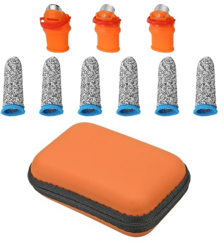 PATIKIL Large/Small Gardening Thumb Knife Set with Storage Case, Silicone Thumb Cutter Finger Cover Garden Trim Tool for Picking Fruit Vegetable, Orange