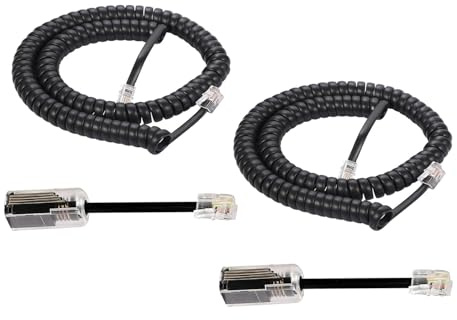 Menewstart Telephone Handset Detanglers Cable, Landline 8FT Uncoiled /1.4FT Coiled, 2 Pack, Black, Anti-Tangle Telephone Cord Untangler 360 Degree Rotating Swivel Cord