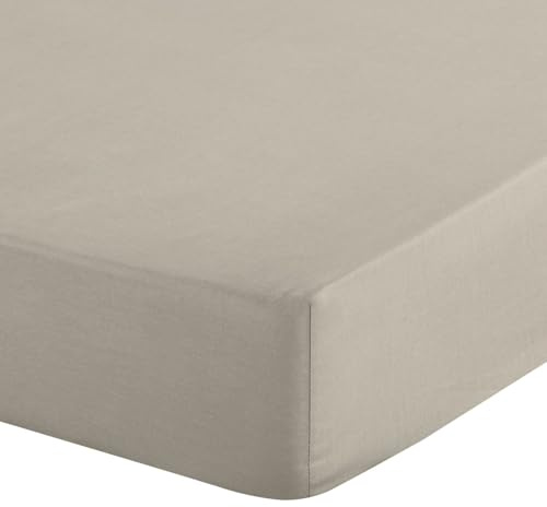 Eurofirany - Spannbettlaken 220x200 - Bettlaken Basic aus Baumwolle, Spannbetttuch mit Gummizug, Widerstandsfähig - für Dicke Matratzen 30 cm Tiefe Tasche - Viele Farben, Beige