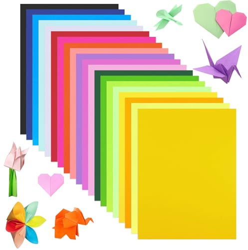 NICKLIN Coloured Origami Paper, 220 Sheets A4 Coloured Paper | 20 Bright Colors Card Kit, 70g Handmade Double-Sided, Ideal for DIY Cutting Arts Decorating Drawing Crafts Colorful Projects